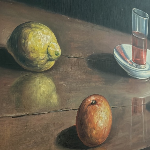 •VINTAGE MIDCENTURY OIL MAXIMALIST ART FRUIT• - Picture 3 of 16